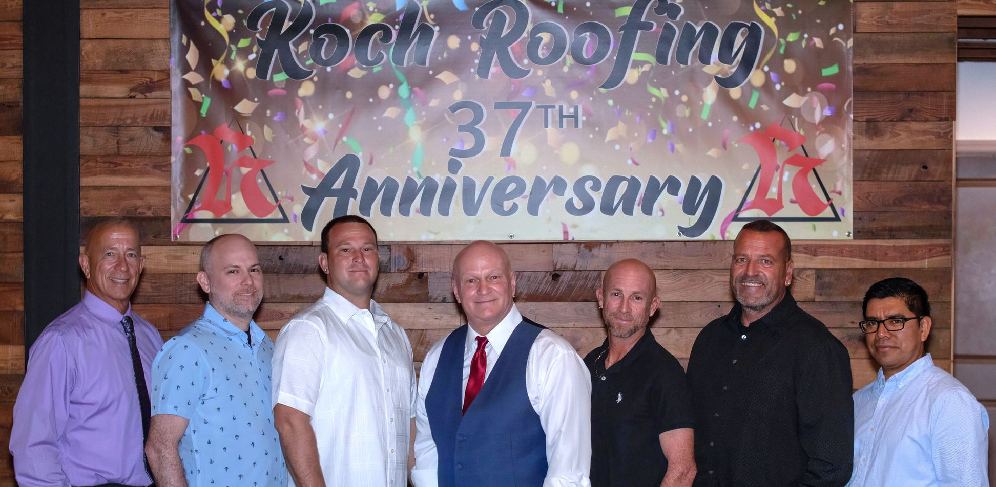 Koch Roofing anniversary group photo
